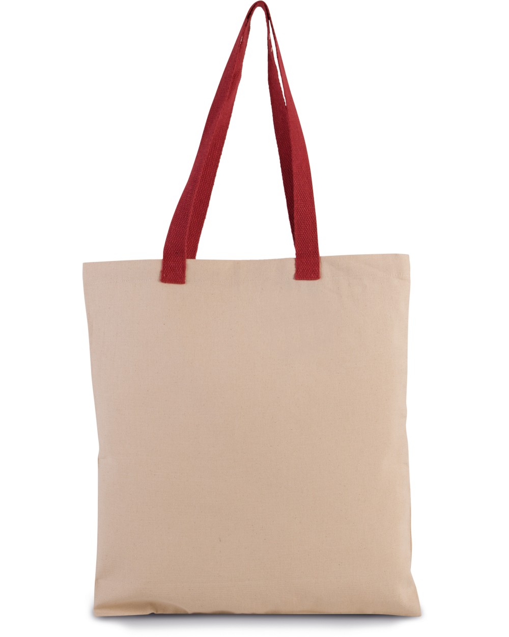 Tote bags KIMOOD Platte shopper van canvas met contrasterend hengsel voor bedrukking &amp; borduring