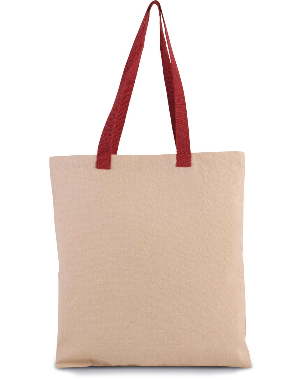 Tote bags KIMOOD Platte shopper van canvas met contrasterend hengsel voor bedrukking &amp; borduring