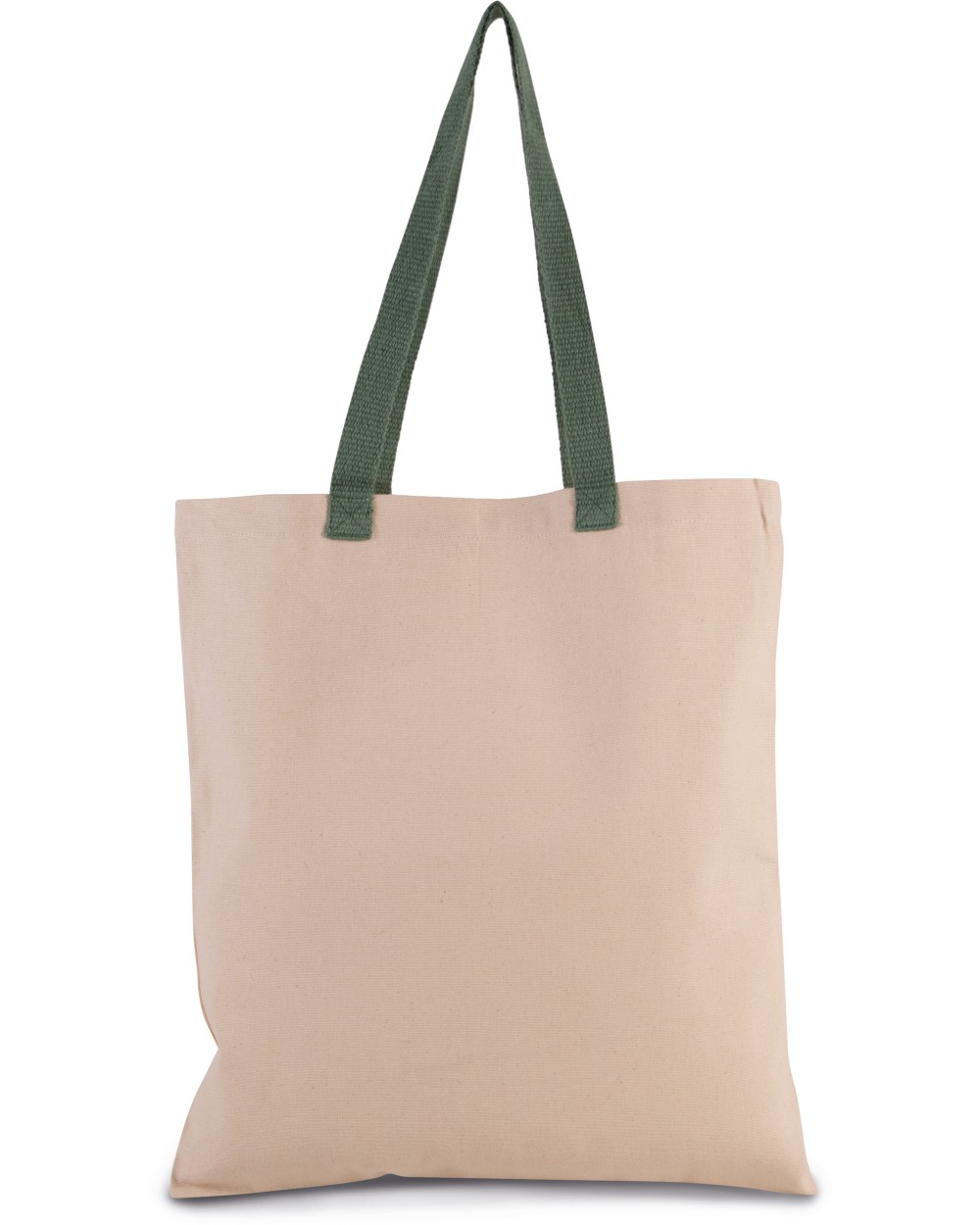Tote bags KIMOOD Platte shopper van canvas met contrasterend hengsel voor bedrukking &amp; borduring