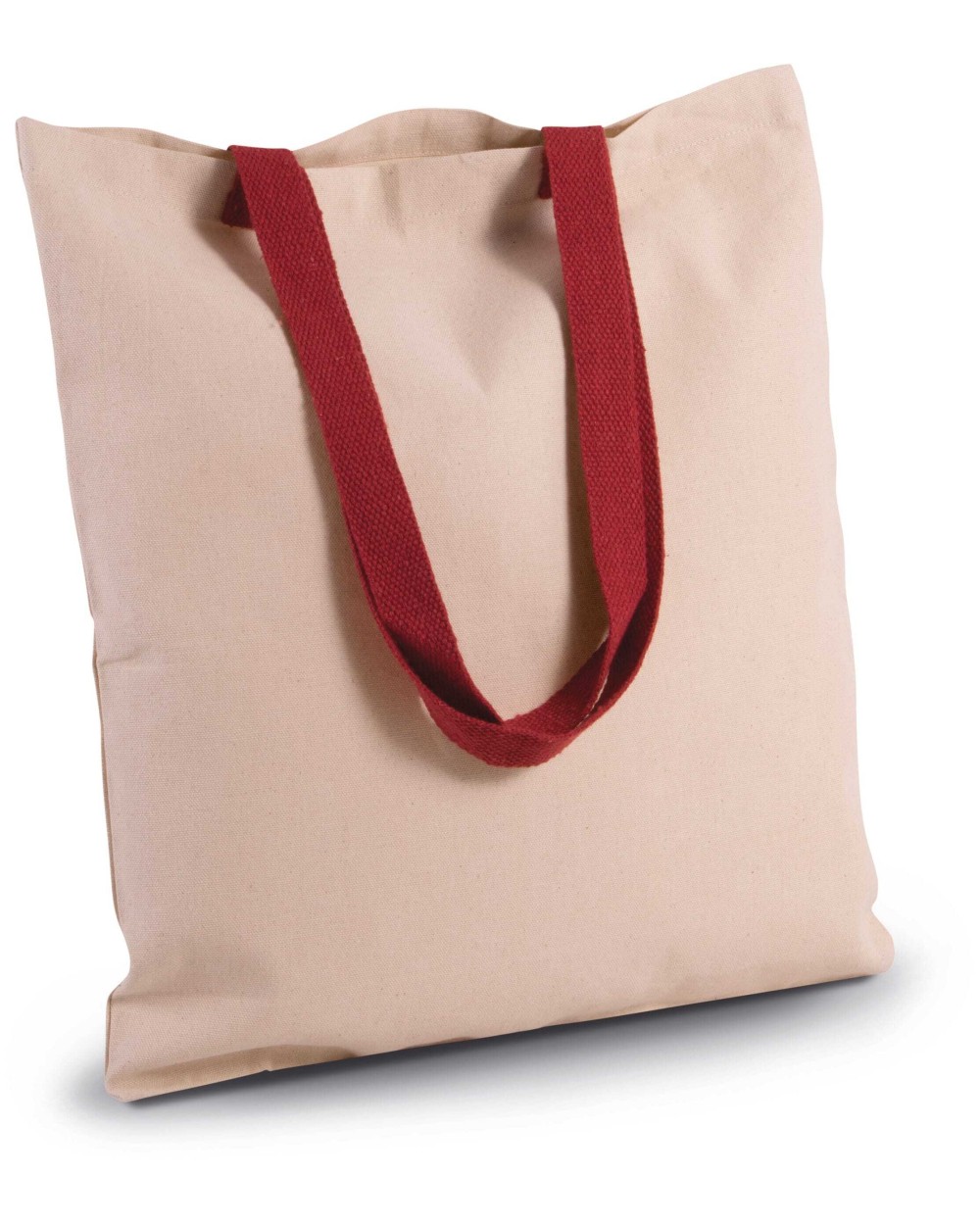 Tote bags KIMOOD Platte shopper van canvas met contrasterend hengsel voor bedrukking &amp; borduring