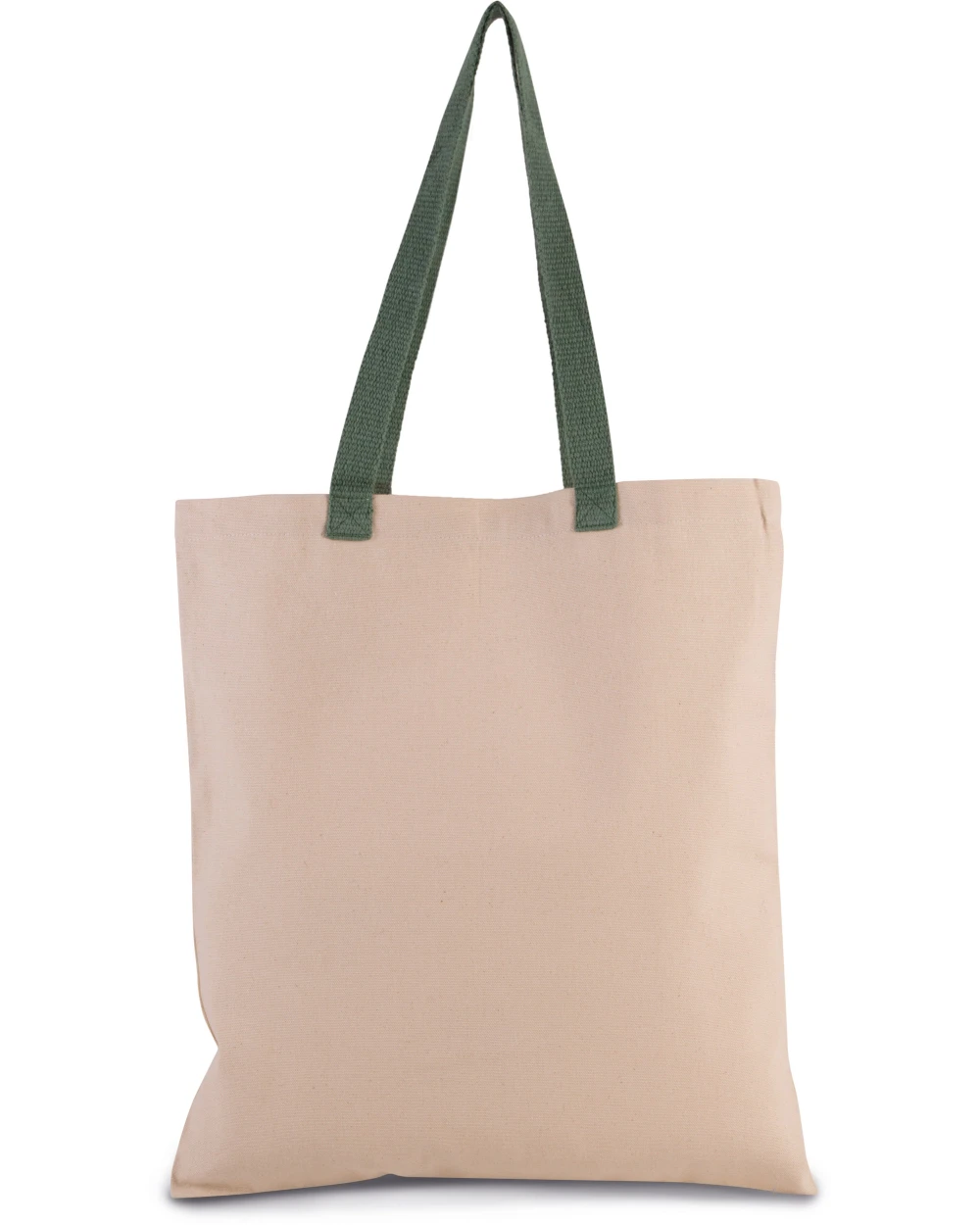 Tote bags KIMOOD Platte shopper van canvas met contrasterend hengsel voor bedrukking &amp; borduring