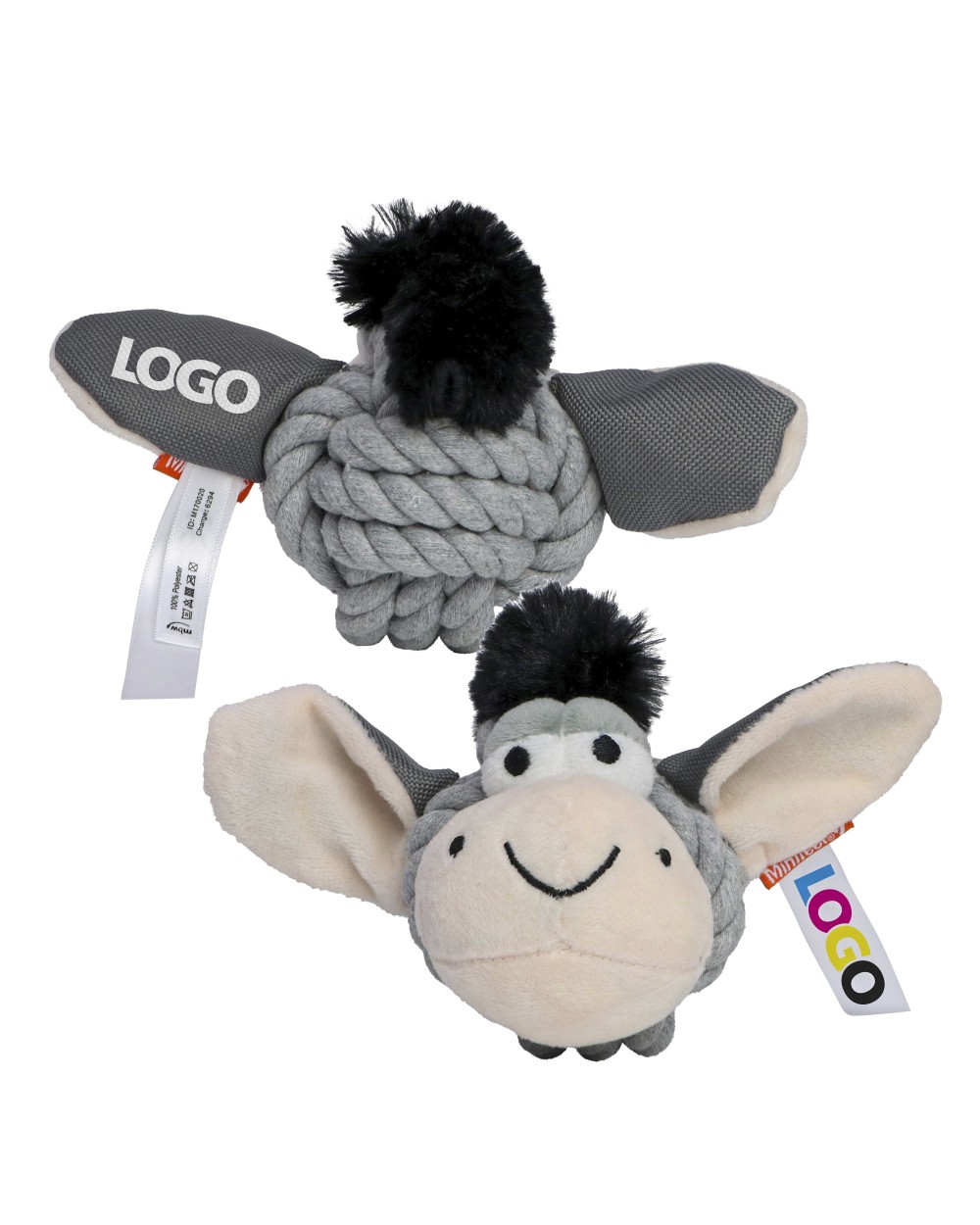 MBW MiniFeet® Dog Toy Knotted Animal Donkey Zubehör personalisierbar