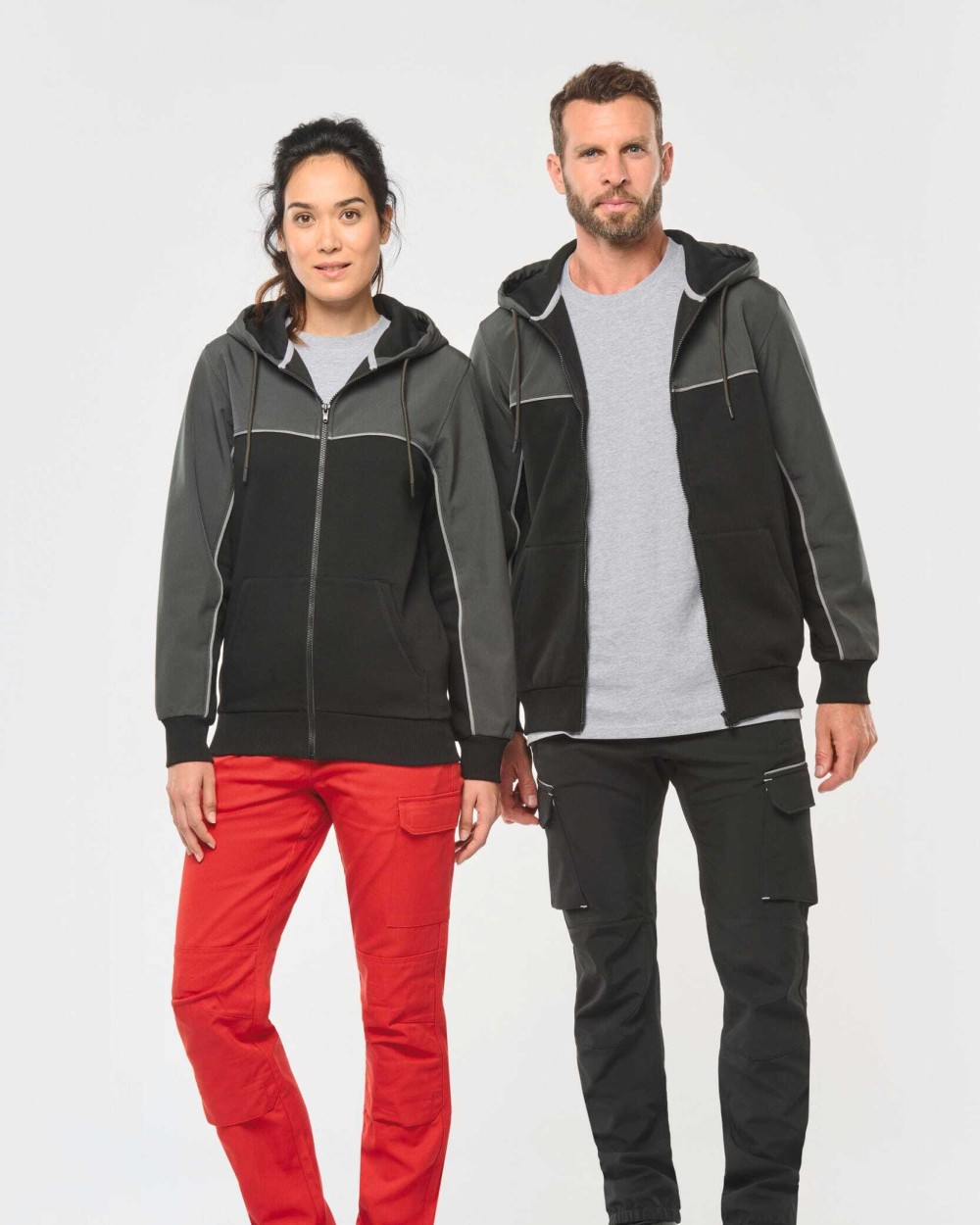 WK. DESIGNED TO WORK Umweltfreundliche, zweifarbige Molton-Kapuzenjacke mit Reißverschluss, Unisex Jacken personalisierbar
