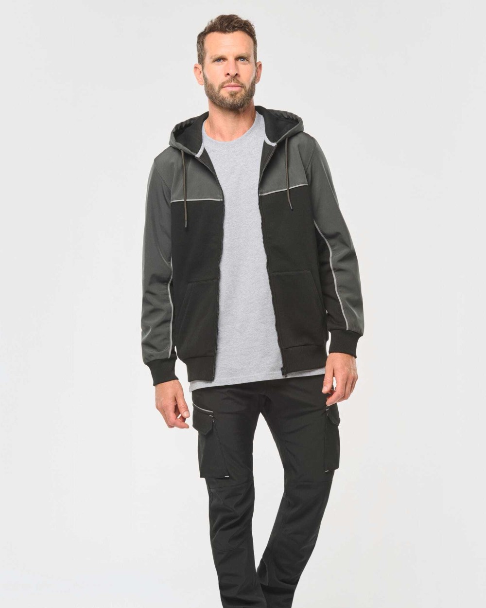 WK. DESIGNED TO WORK Umweltfreundliche, zweifarbige Molton-Kapuzenjacke mit Reißverschluss, Unisex Jacken personalisierbar