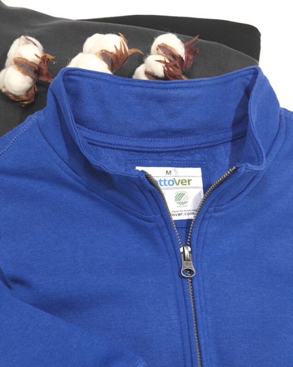 Sweat-shirts personnalisable COTTOVER SWEATSHIRT COL ZIPPÉ UNISEX - CERTIFIÉ GOTS