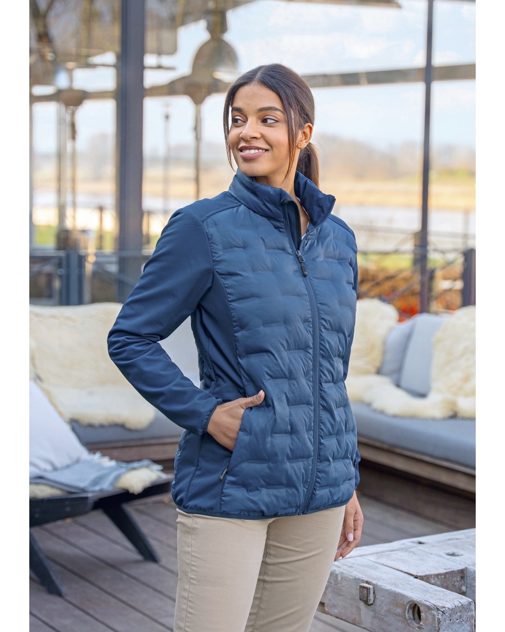 Polar Fleeces KARLOWSKY Women´s Fleece Hybrid Jacket voor bedrukking &amp; borduring