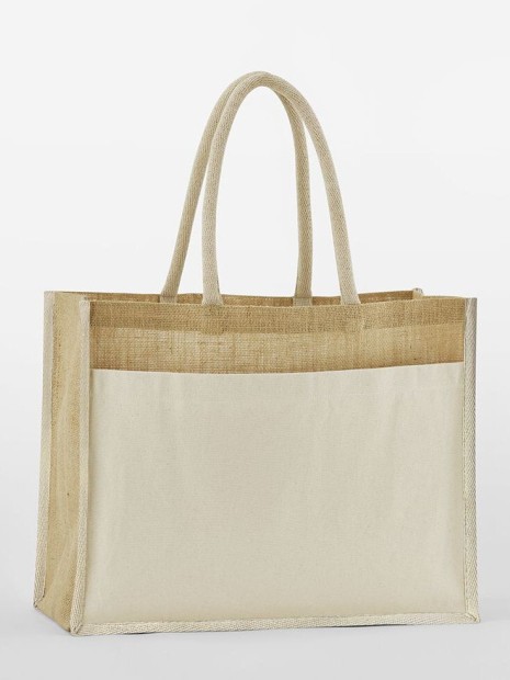 Tote bags à personnaliser WESTFORDMILL COTTON POCKET NATURAL STARCHED JUTE SHOPPER 