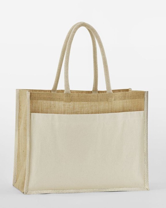 Tote bags personnalisable WESTFORDMILL COTTON POCKET NATURAL STARCHED JUTE SHOPPER