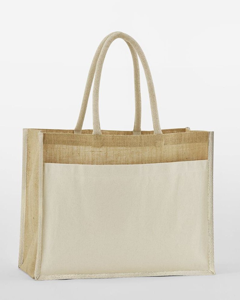 Tote bags personnalisable WESTFORDMILL COTTON POCKET NATURAL STARCHED JUTE SHOPPER