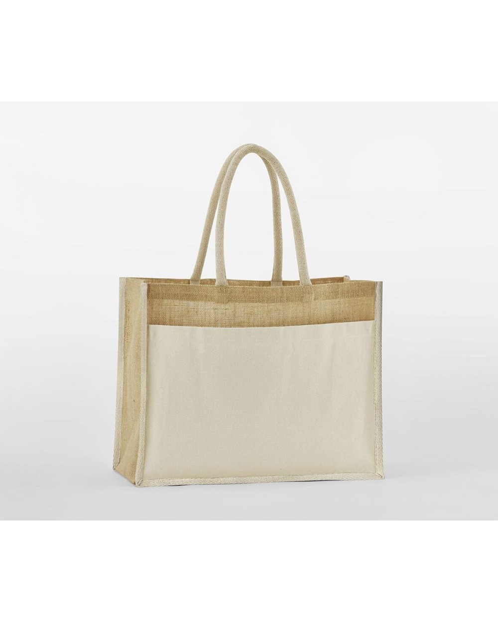 Tote bags WESTFORDMILL COTTON POCKET NATURAL STARCHED JUTE SHOPPER voor bedrukking &amp; borduring