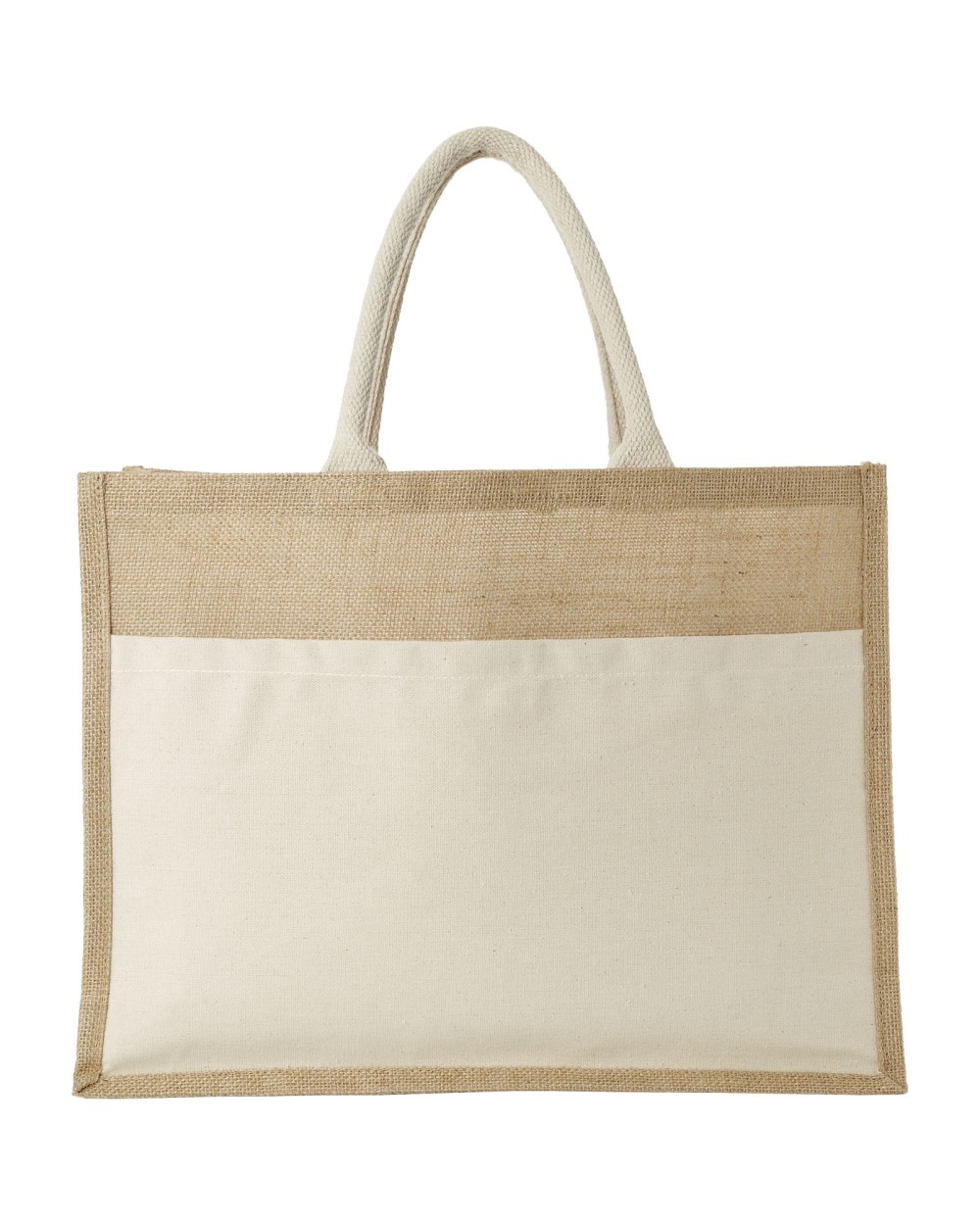 Tote bags 4DO Mumbay jute draagtas met katoenen voorvak 18L voor bedrukking &amp; borduring