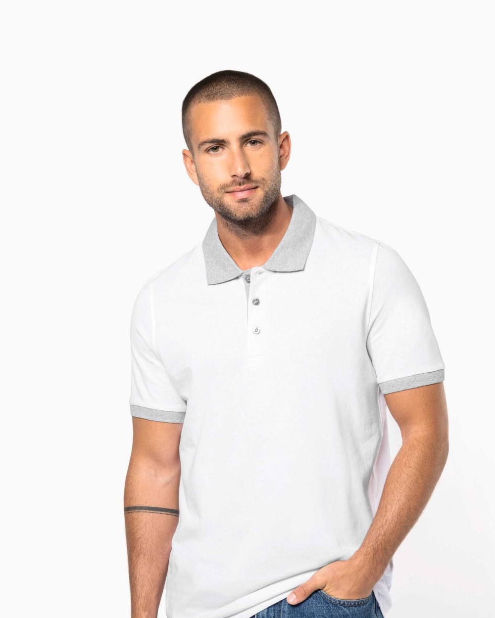 Polo's KARIBAN Piqué-herenpolo tweekleurig voor bedrukking &amp; borduring