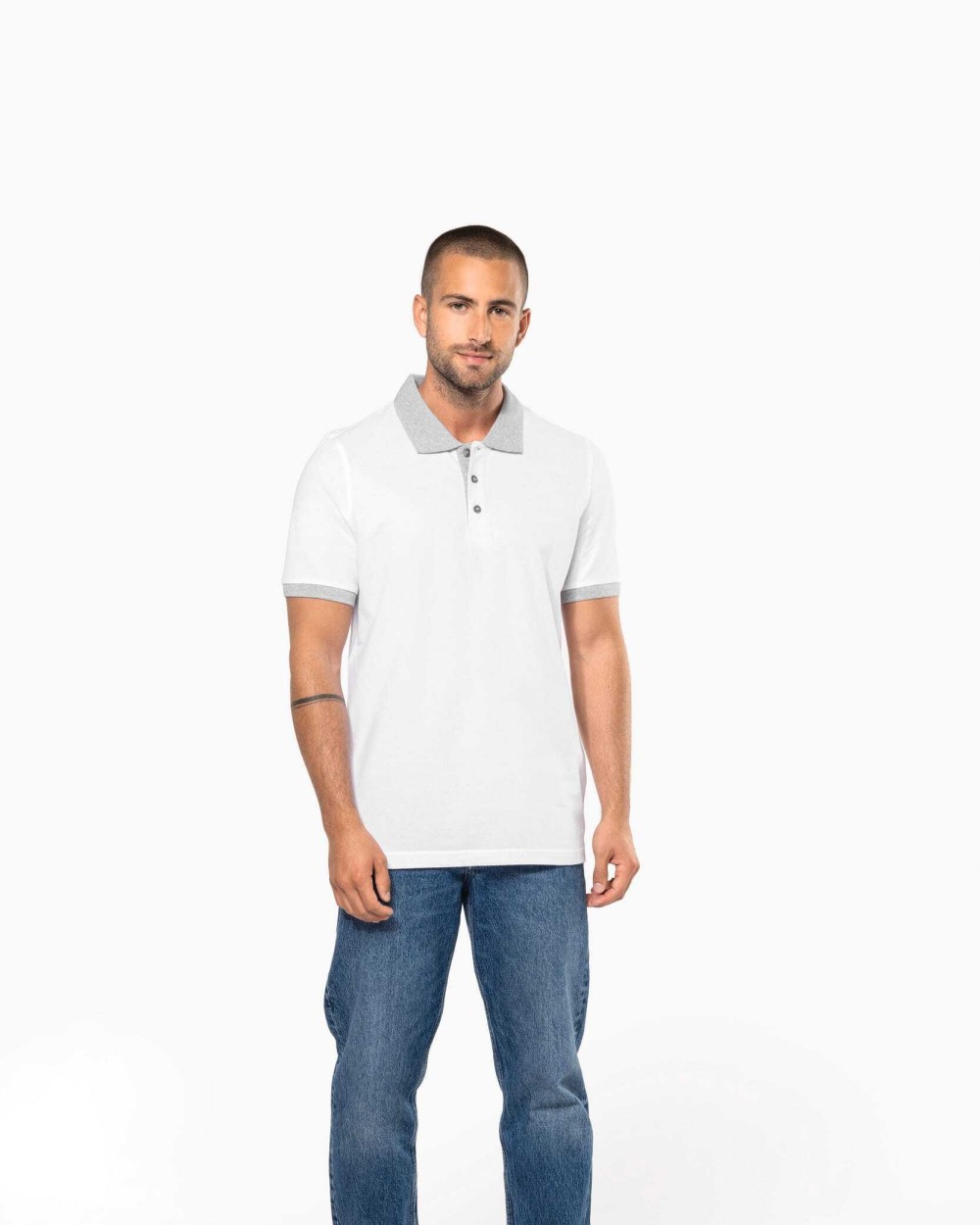 KARIBAN Zweifarbiges Piqué-Polohemd für Herren Poloshirts personalisierbar