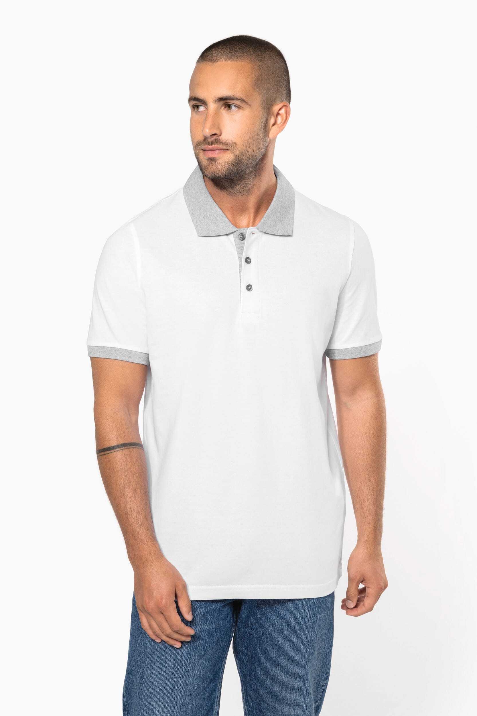 Polos personnalisable KARIBAN Polo piqué bicolore homme