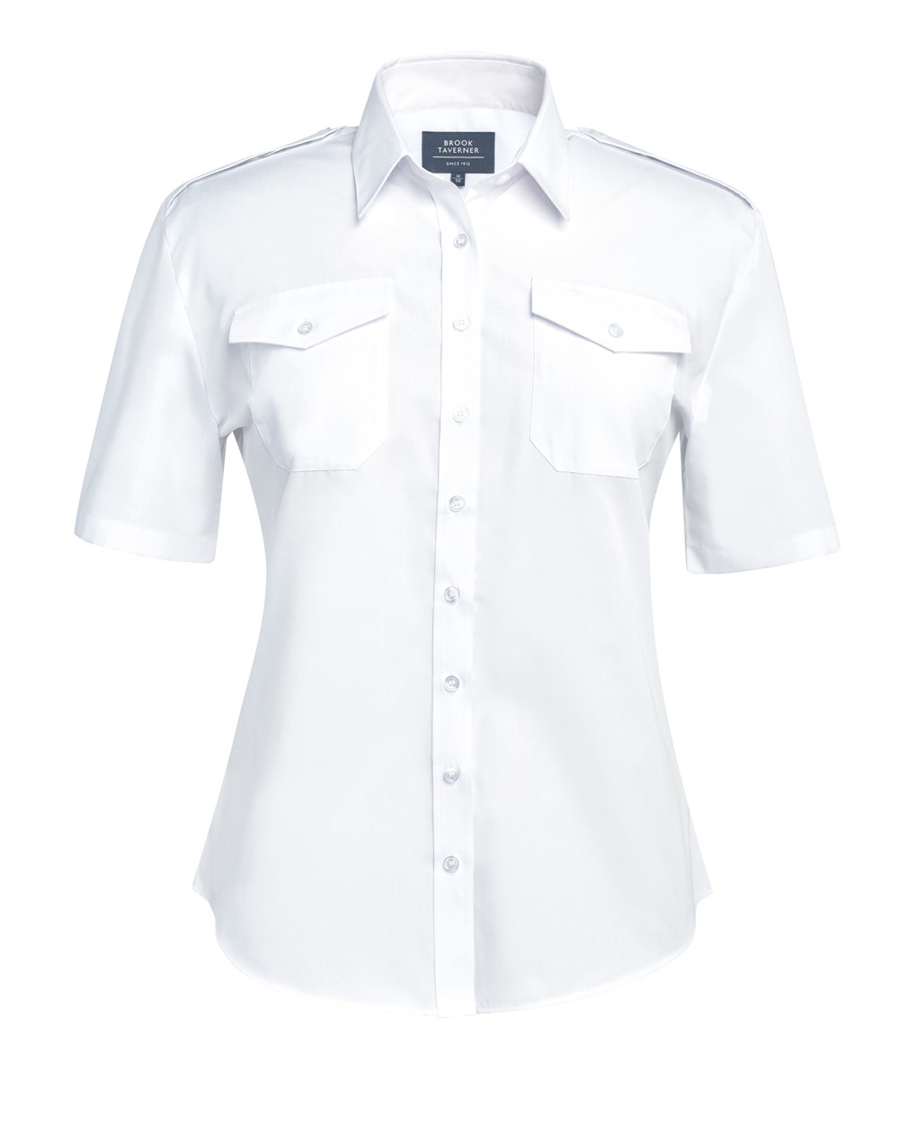 Hemden BROOK TAVERNER Dames pilotenblouse met korte mouwen voor bedrukking &amp; borduring