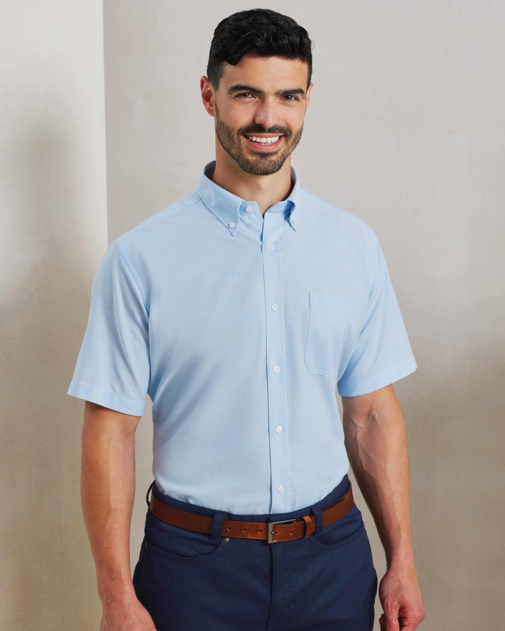 Chemises personnalisable PREMIER Chemise Oxford à manches courtes Signature Homme