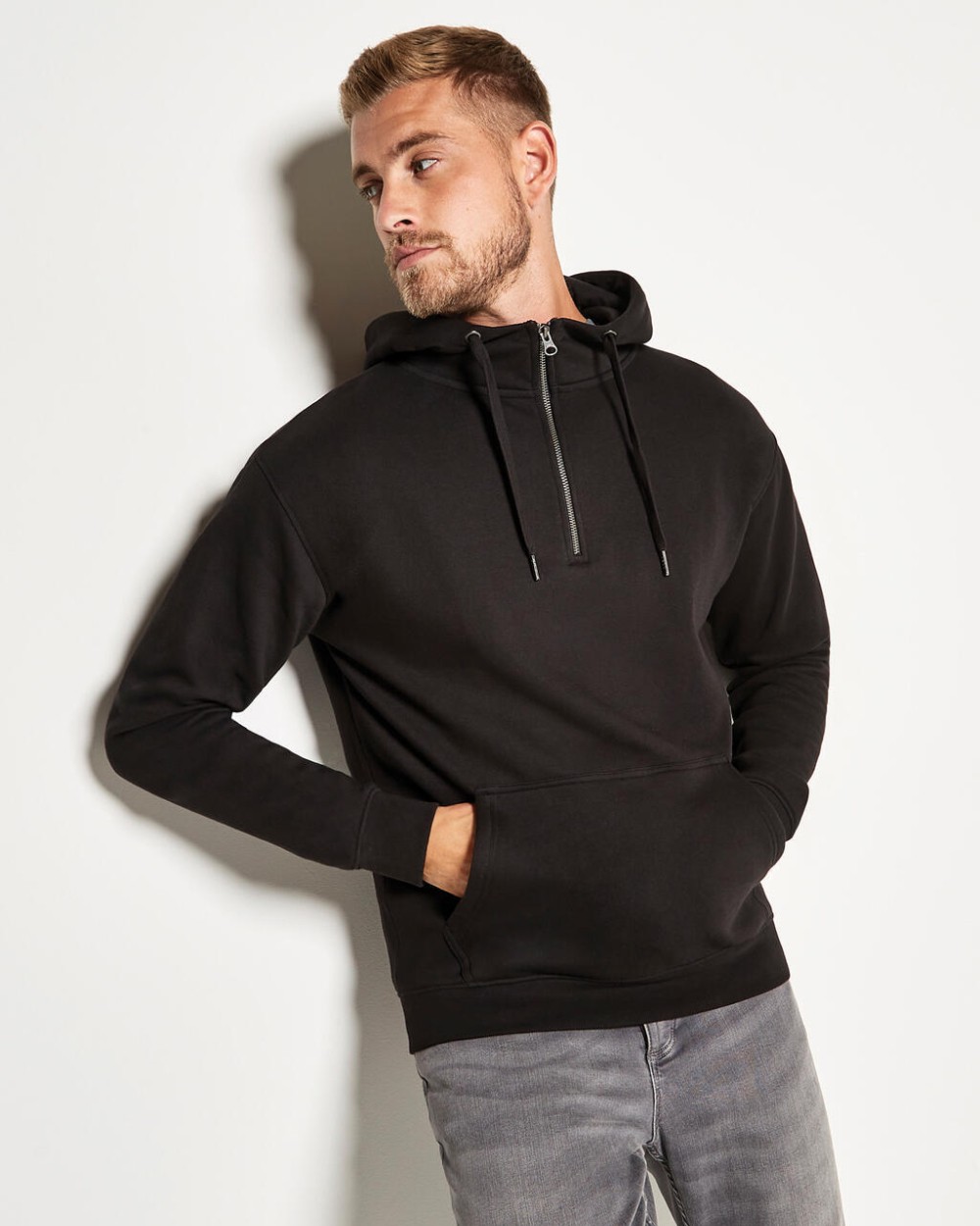KUSTOM KIT Regular Fit 1/4 Zip Hoodie Sweatshirts personalisierbar