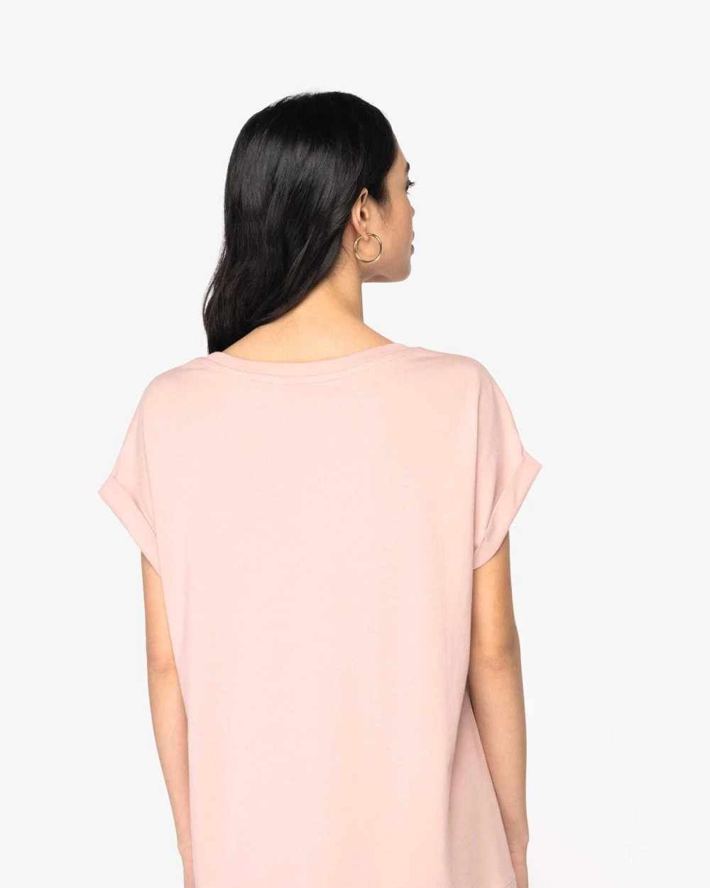 T-shirts NATIVE SPIRIT Ecologisch dames t-shirt met mouwen met omslag voor bedrukking &amp; borduring