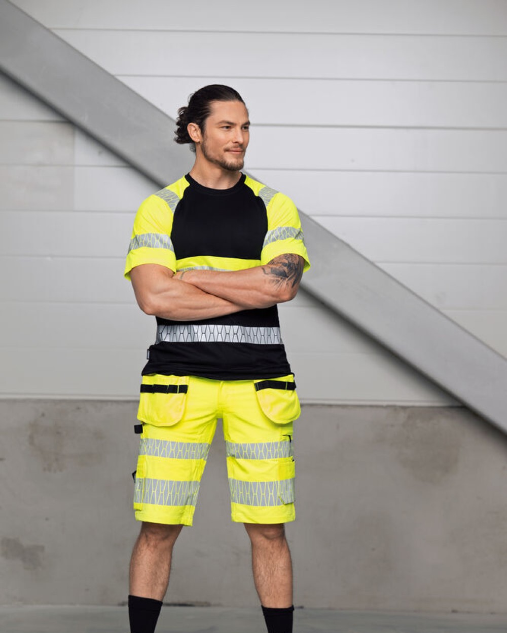 JOBMAN 2296 Kurze Hose Stretch Hi-Vis Bermudas & Shorts personalisierbar