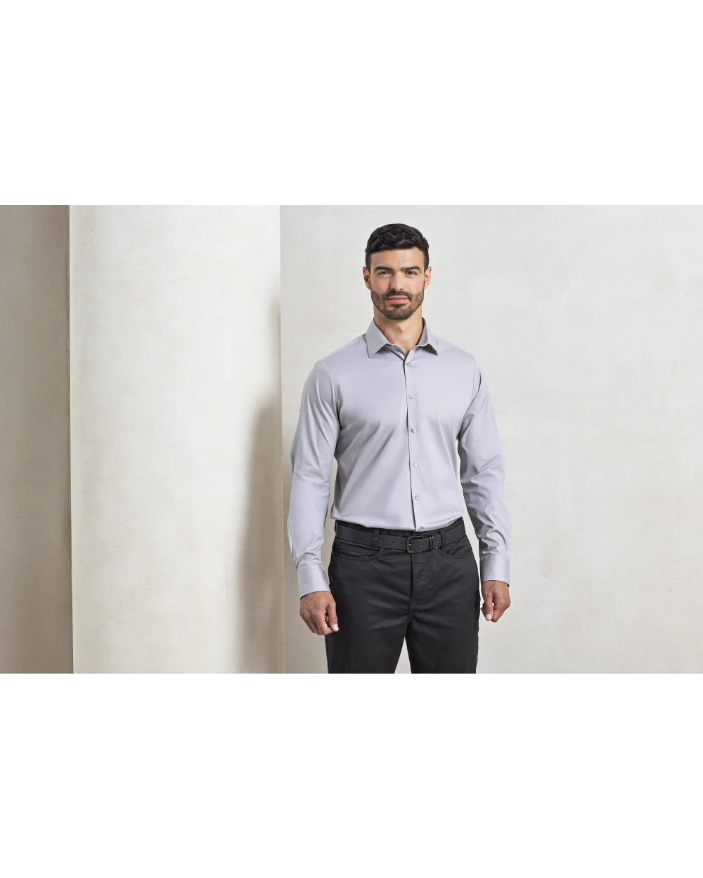Hemden PREMIER Mens Stretch Fit Poplin Long Sleeve Cotton Shirt voor bedrukking &amp; borduring