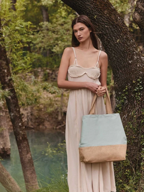 Tote bags à personnaliser KIMOOD Sac shopping en toiles de coton et jute 