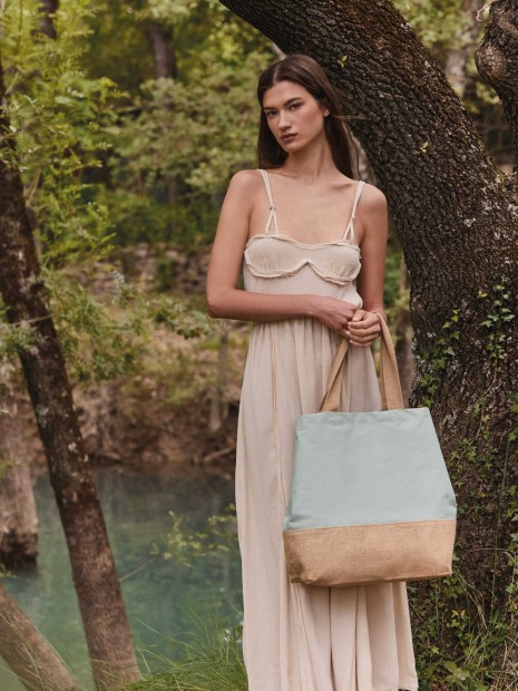 Tote bags à personnaliser KIMOOD Sac shopping en toiles de coton et jute 