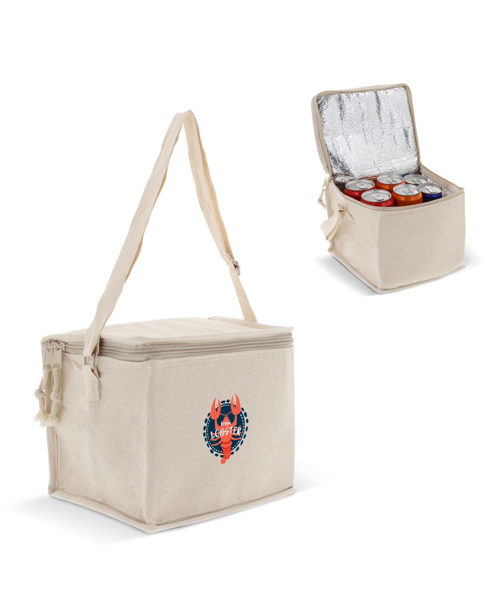 4DO Kühltasche mit einer Ausssenhülle aus baumwolle 22x18x18cm Taschen personalisierbar