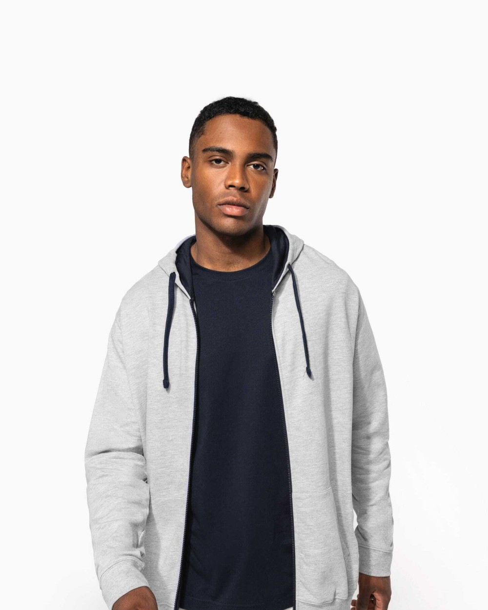 Sweaters & hoodies KARIBAN Herensweater met rits en capuchon in contrasterende kleur voor bedrukking &amp; borduring