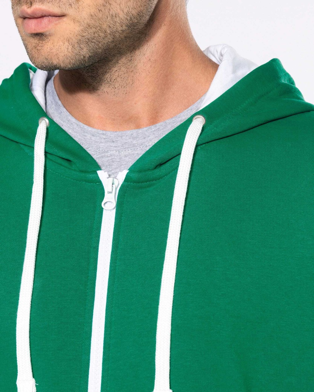 Sweaters & hoodies KARIBAN Herensweater met rits en capuchon in contrasterende kleur voor bedrukking &amp; borduring