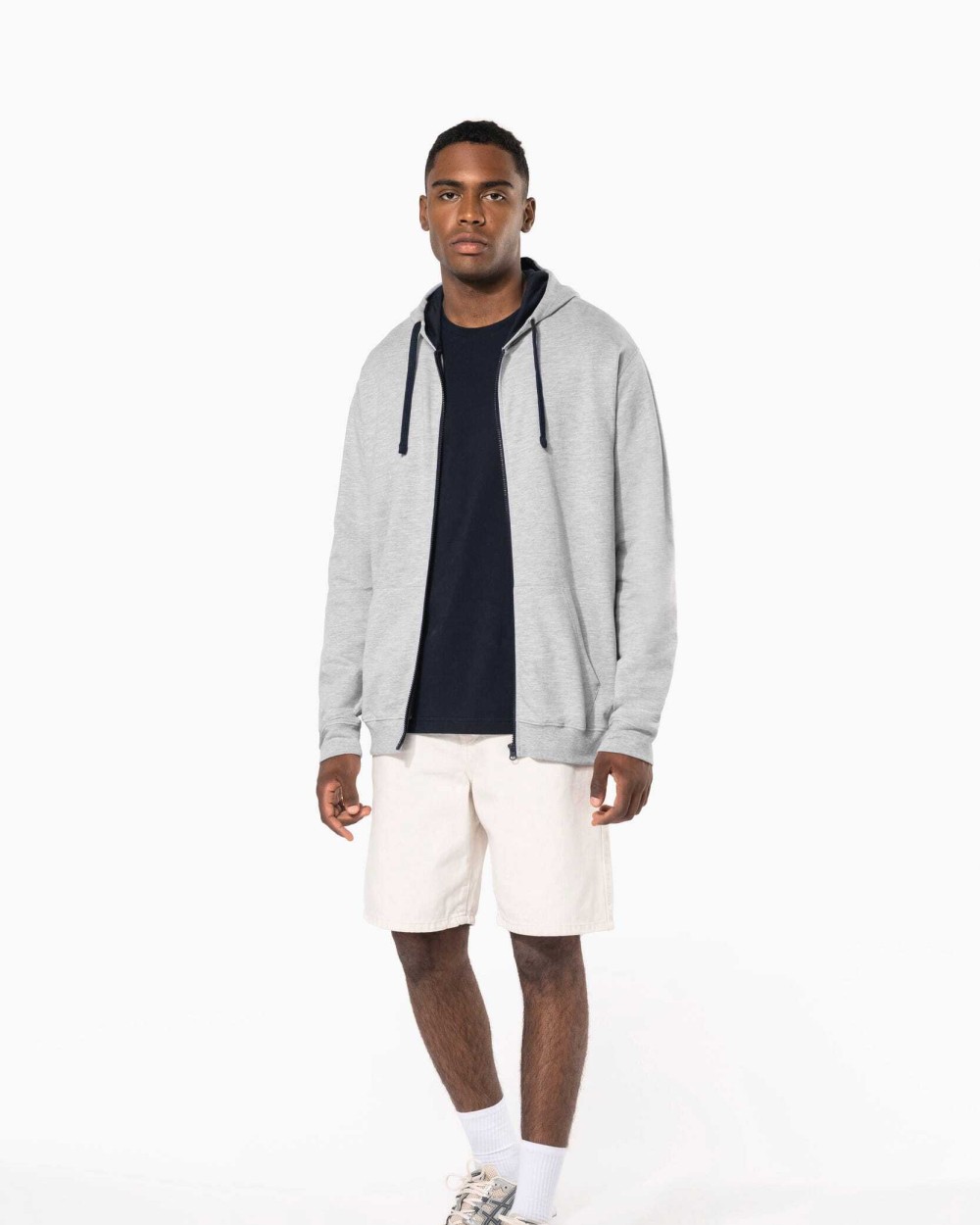 KARIBAN HERREN-KAPUZENSWEATSHIRT BICOLOR mit Reißverschluss Sweatshirts personalisierbar