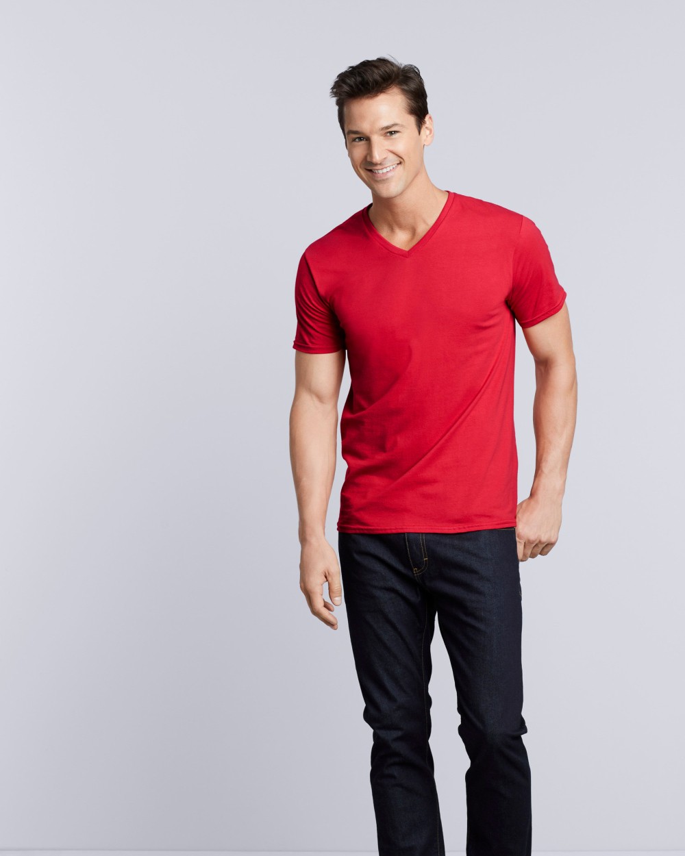 T-shirts GILDAN Premium Cotton Adult V-Neck T-Shirt voor bedrukking &amp; borduring