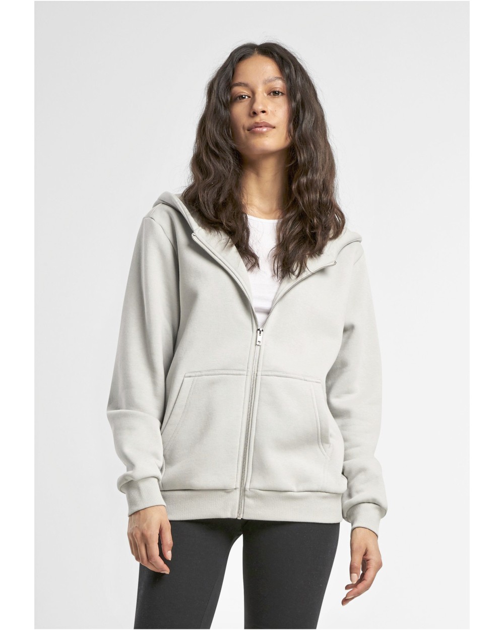 BUILD YOUR BRAND Ladies Fluffy Zip Hoody Sweatshirts personalisierbar