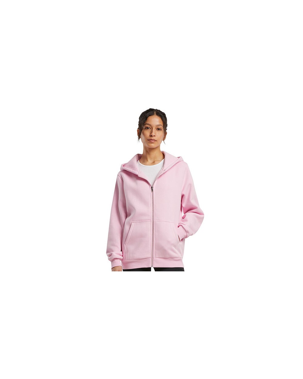 BUILD YOUR BRAND Ladies Fluffy Zip Hoody Sweatshirts personalisierbar