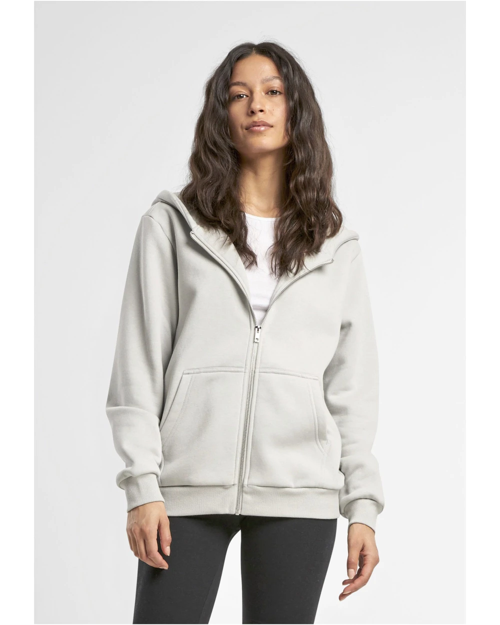 BUILD YOUR BRAND Ladies Fluffy Zip Hoody Sweatshirts personalisierbar