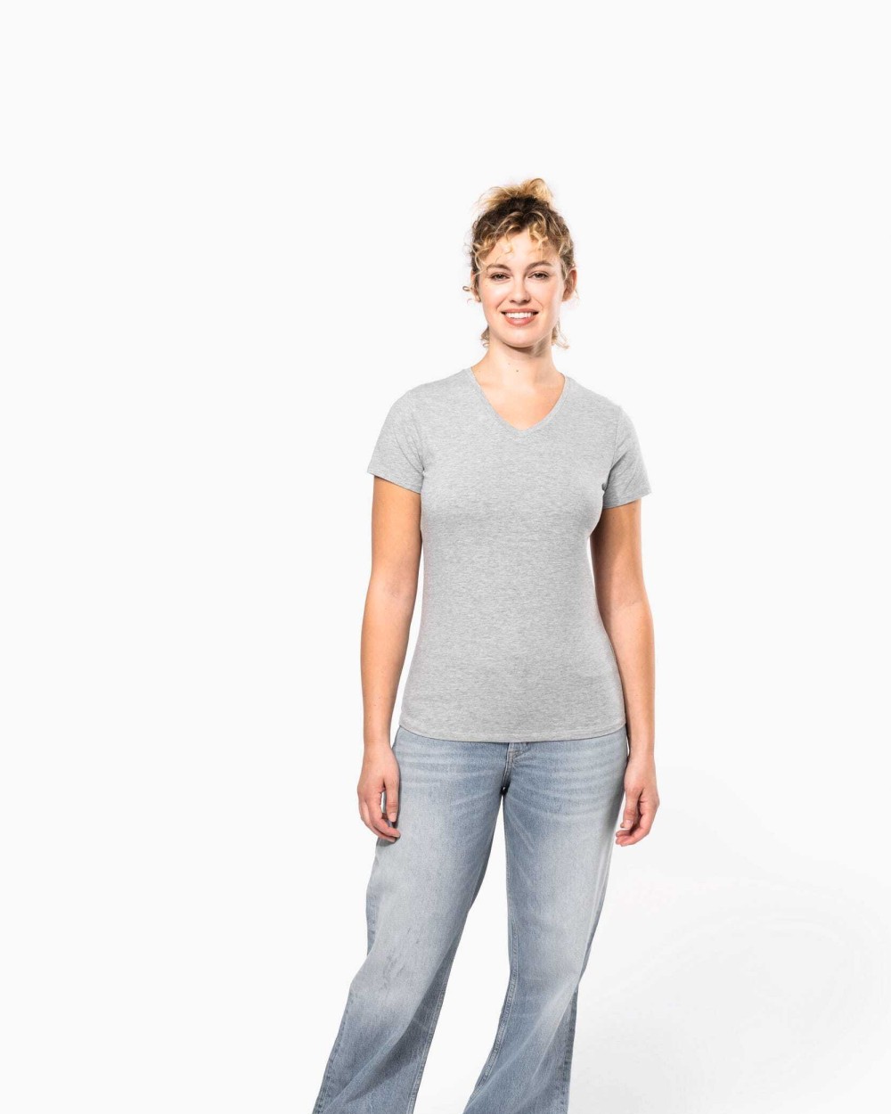 KARIBAN Kurzarm-Damen-T-Shirt mit V-Ausschnitt T-Shirts personalisierbar