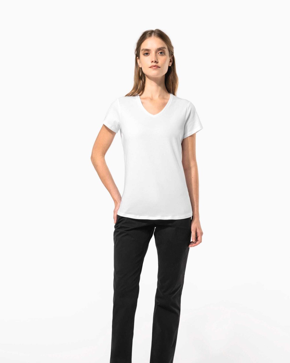 T-Shirts personnalisable KARIBAN T-shirt col V manches courtes femme