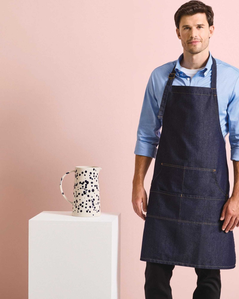 Schorten PREMIER Halterschort met bovenstuk "Denim" voor bedrukking &amp; borduring