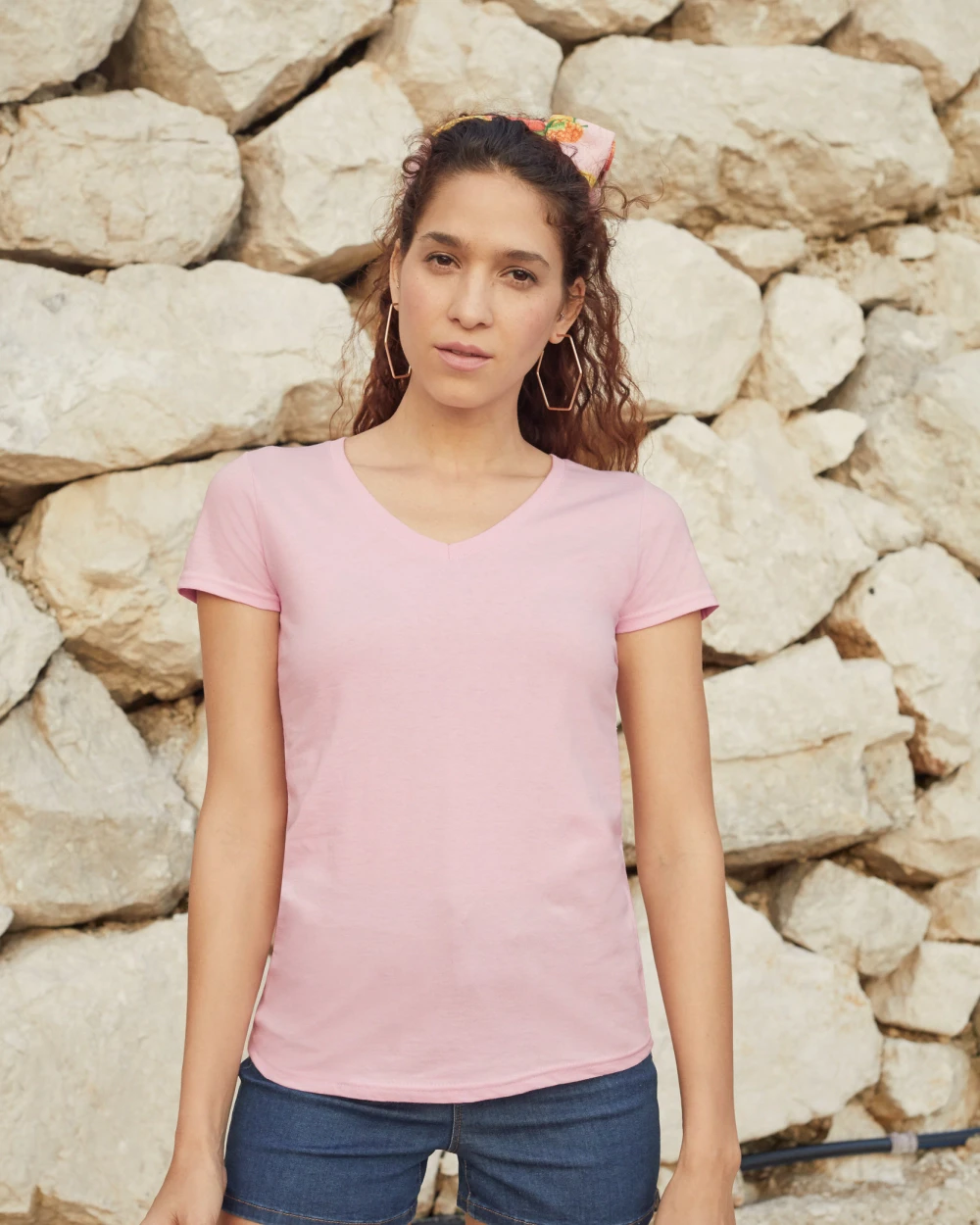 FOL Lady-fit Valueweight V-Neck T (61-398-0) T-Shirts personalisierbar