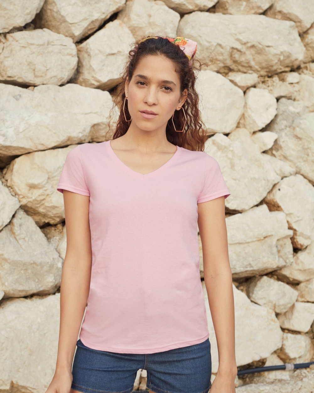 FOL Lady-fit Valueweight V-Neck T (61-398-0) T-Shirts personalisierbar
