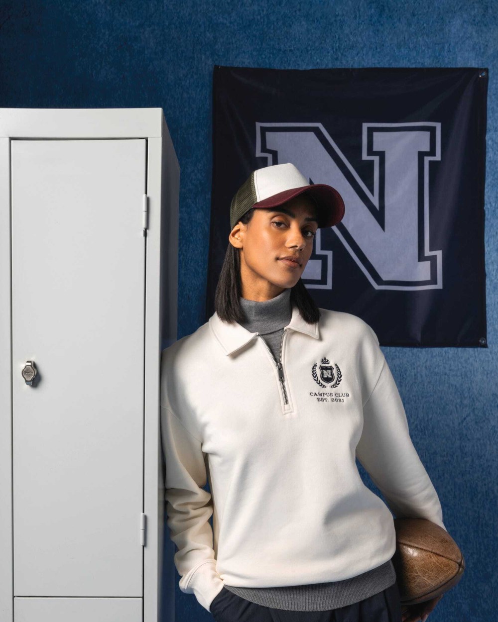 NATIVE SPIRIT Umweltfreundliches Unisex-Sweatshirt mit Reißverschluss, Polokragen und überschnittenen Schultern Sweatshirts personalisierbar