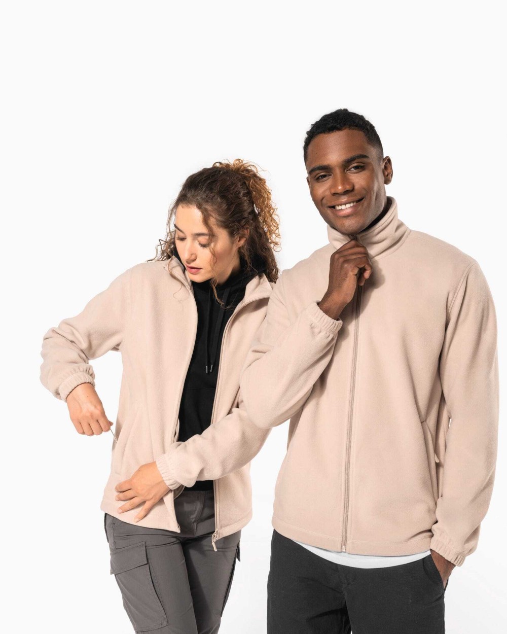 KARIBAN Verstellbare Fleecejacke mit elastischen Ärmelbündchen Jacken personalisierbar