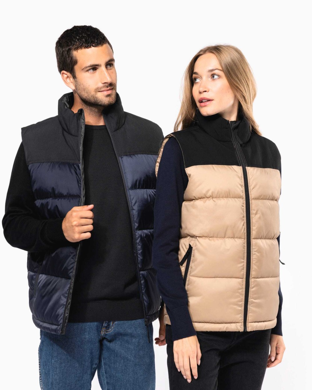Jassen KARIBAN Tweekleurige gewatteerde bodywarmer uniseks voor bedrukking &amp; borduring