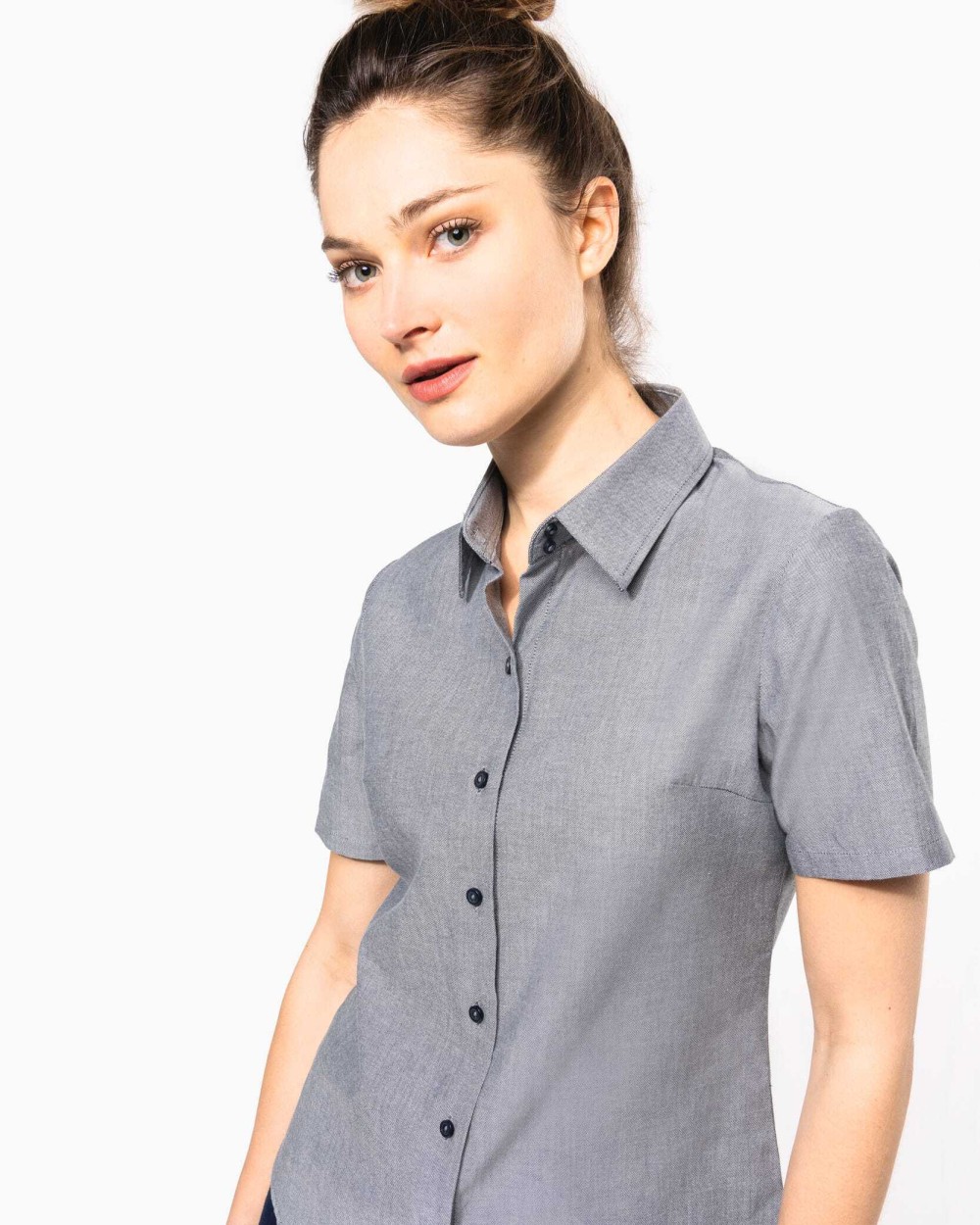 Hemden KARIBAN Dames Oxford blouse korte mouwen voor bedrukking &amp; borduring