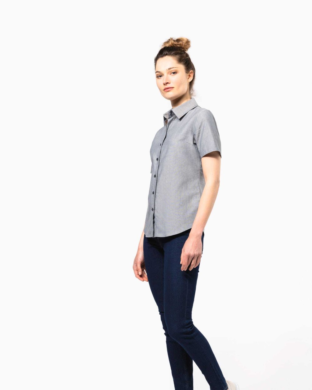 KARIBAN Damen Oxford Kurzarmbluse Hemden personalisierbar