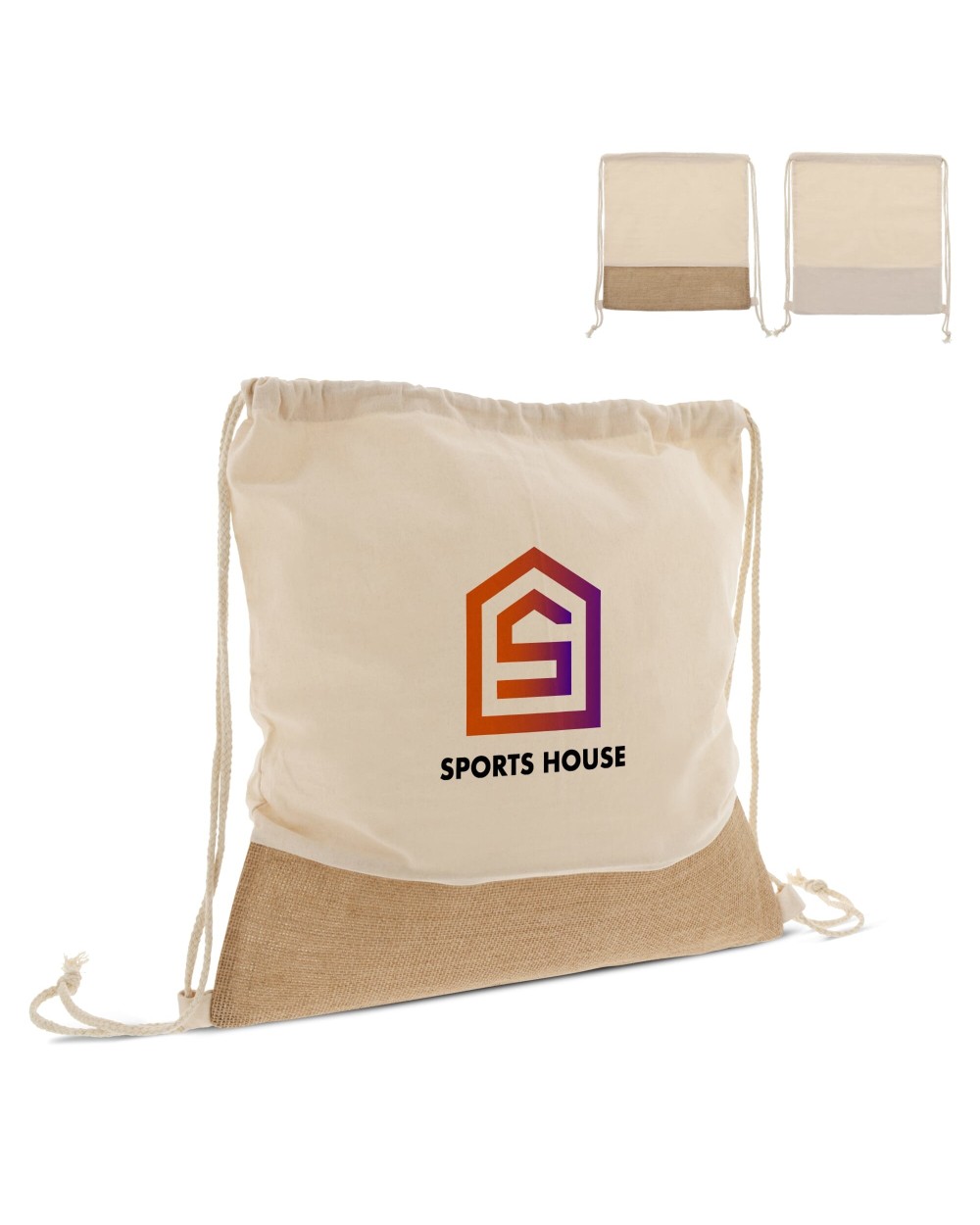 Tote bags personnalisable 4DO Sac à cordon Jute avec cordons en coton 38x41cm