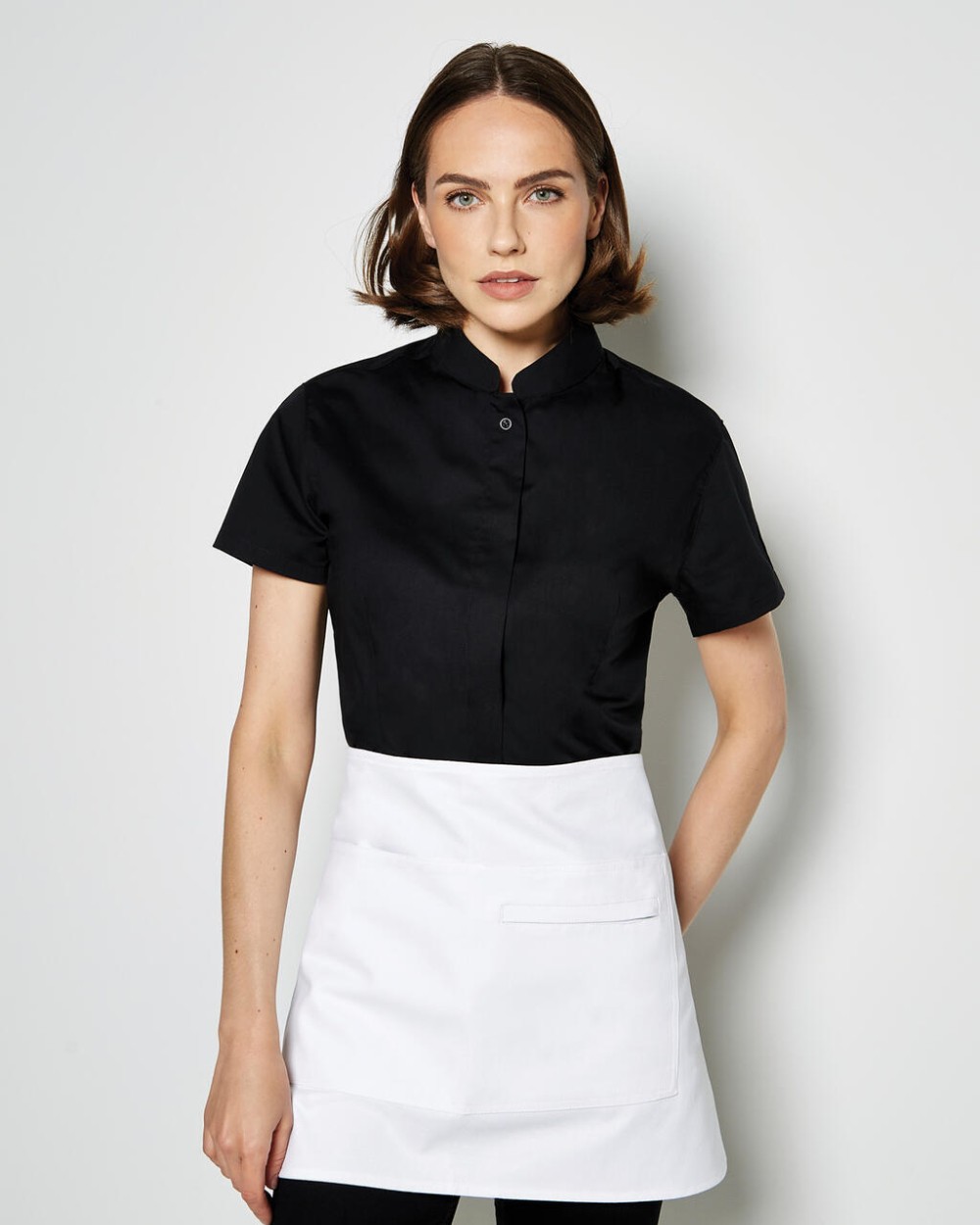 KUSTOM KIT Women's Tailored Fit Mandarin Collar SSL Hemden personalisierbar