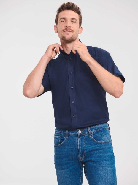 Chemises à personnaliser RUSSELL Chemise homme manches courtes Oxford 