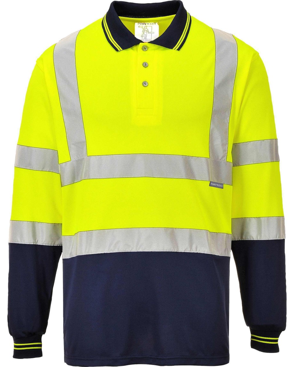 PORTWEST Two-tone long sleeve polo (S279) Poloshirts personalisierbar