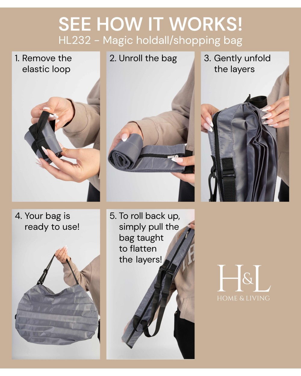 Tassen & Zakken HOME & LIVING Magic holdall/shopping bag voor bedrukking &amp; borduring