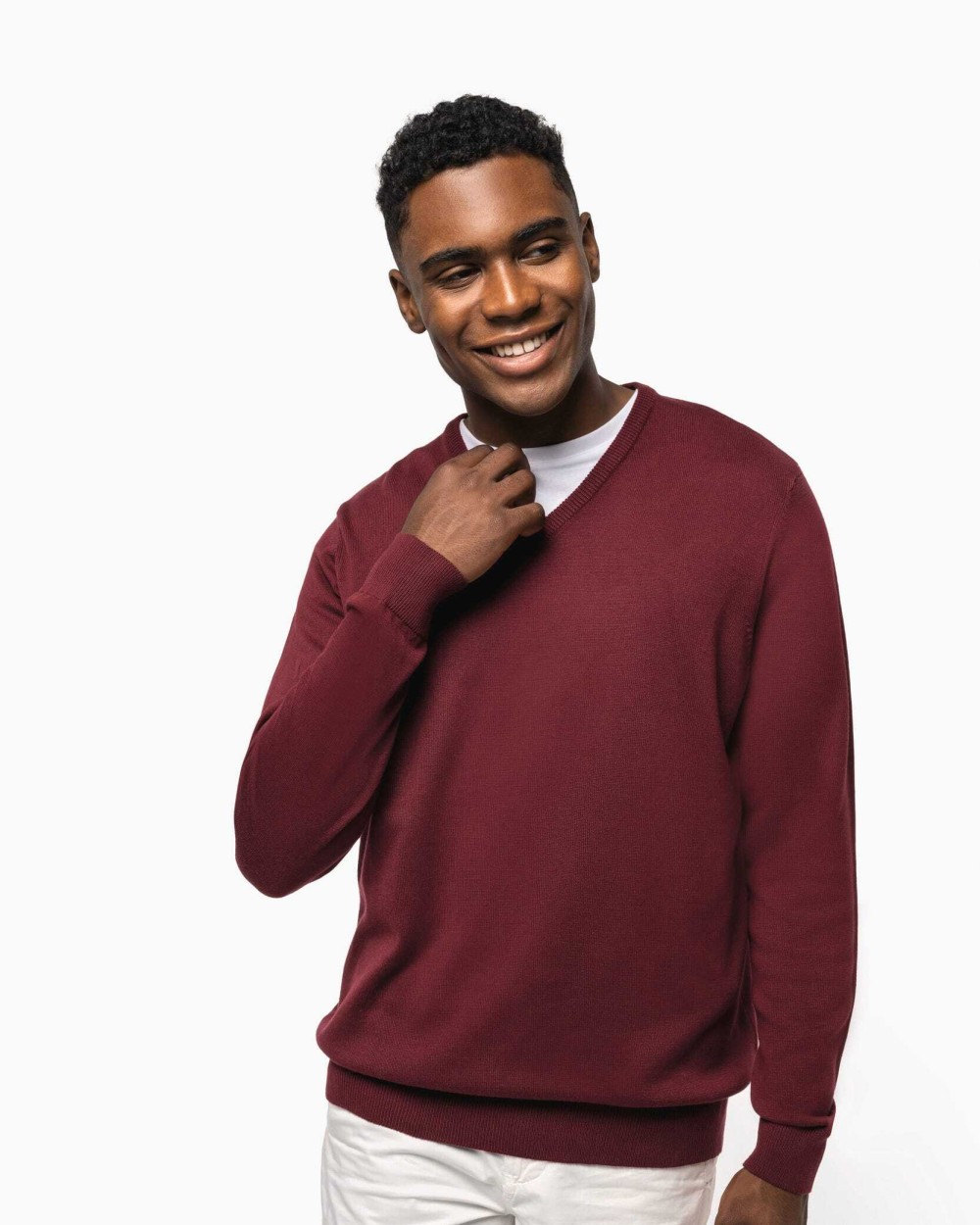 KARIBAN Herrenpullover mit V-Ausschnitt Pullovers personalisierbar